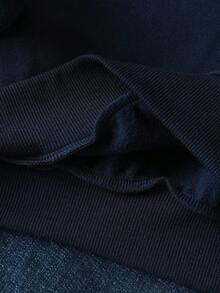 Calvaya Sudadera con cordón y estampado de tortuga de talla grande, ropa de otoño e invierno para mujer - Azul Marino - Ver 5