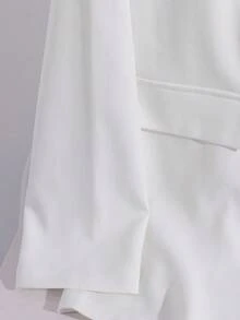 Franclia Elegant Solid Color Double-Breasted Blazer And Shorts Set, Suitable For Daily Commute Fall Cloth For Women