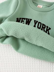 Cozy Pixies 2 pezzi Set di felpa con cappuccio a maniche lunghe con stampa di lettere e pantaloni con vita elastica e polsini alla caviglia per bambino