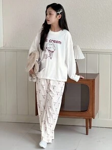 Dazy Kids 青少年女孩休闲家居服睡衣，秋季 - 白色 - 查看 3