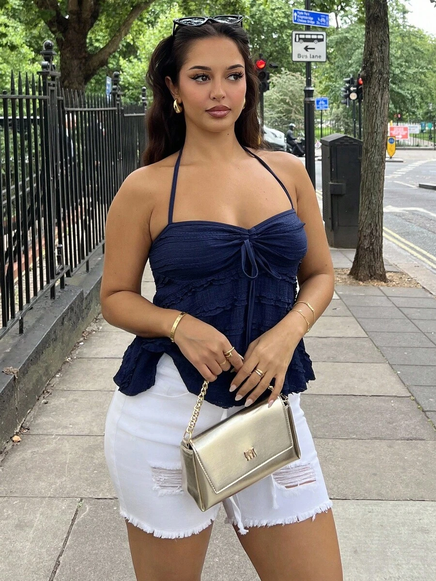 NegzBox Women Tank Tops & Camis Y2K Outfit  - Navy Blue - View 1