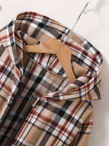 Sparklyn 青少年女孩休闲百搭百搭校园格子束腰连帽长款风衣夹克，秋冬秋季 - 彩色 - 查看 6