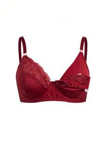 Moonlight&Mama Clip Closure Nursing Bra With Underwire, Lace Splice, Convenient For Breastfeeding, Plus Size Maternity Bra, Lift - Burgundy - View 1