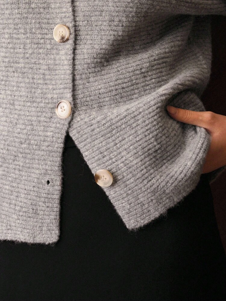 HOODED BUTTON UP CARDIGAN