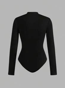SHEIN EZwear Bộ đồ liền thân cổ cao có khóa kéo họa tiết ngựa con dành cho nữ, áo liền thân dài tay thường ngày, thu/đông - Nhiều màu - Xem 6