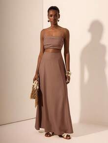 Zivah 2025 夏季新品 音乐节, 复活节, 圣帕特里克节, 西部风, 游牧风, 生日派对, 毕业典礼, 学生, 日常休闲, 百搭百搭, 休闲, 邮轮旅行, 海滩, 日光浴, 时尚, 荷叶边, 细肩带, 麻花针织, 竹纤维, 亚麻, 卡其色 女士两件套 - 藕粉色 - 查看 7