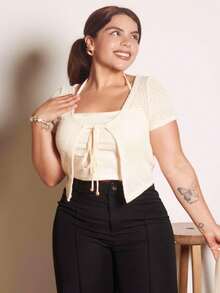 Lupita Cardoza Knotted Front 2-In-1 T-Shirt - Apricot - View 5