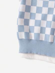SHEIN 青少女格紋毛衣背心（不含t恤） - 藍白色 - 查看 5