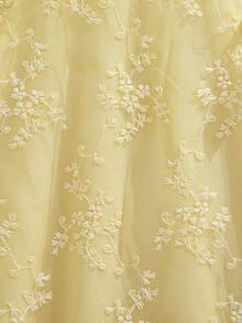 Souflis Souflis Infant/Baby Girl Princess Style Apricot Embroidered Mesh Bow Dress, Suitable For Birthday Party, Evening Event - Yellow - View 7