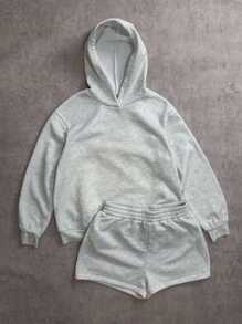 Attitoon 休闲简约度假风蓝色字母鸡尾酒图案印花宽松短款卫衣和连帽衫两件套，适合夏季、初秋、海滩度假、派对 - 灰色 - 查看 7