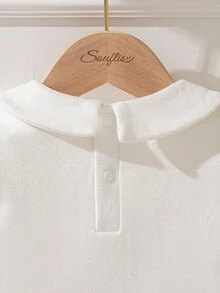 Souflis Souflis Autumn/Winter Baby/Baby Boy2-Piece Set, Double-Sided Fleece Soft Fabric, Collar Embroidered Horse T-Shirt + Pants, Casual Minimalist Everyday Wear Fall - White - View 6