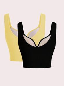 Easithlete Áo ngực thể thao thể thao nữ màu trơn phong cách thường ngày - Nhiều màu - Xem 2