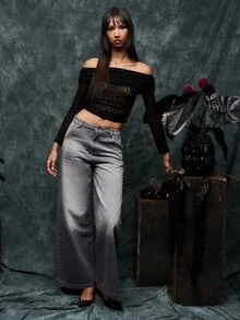 TypaGal La blusa con hombros descubiertos en estampado de animal aterciopelado con lazos se adapta perfectamente al otoño para mujeres y góticas. Es imprescindible para disfraces de Halloween para mujeres y el otoño, brilla como una blusa de invierno o como una blusa de fiesta de otoño que las mujeres adoran. - Negro - Ver 3