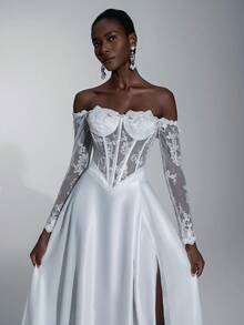 SHEIN Belle Vestidos de novia, Vestido de otoño - Blanco - Ver 3