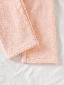 2pcs/Set Young Girl' Long Sleeve Fleece Rabbit Cartoon Cute Comfortable Casual Home Wear, Winter Fall