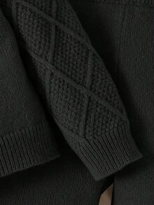 SHEIN 2 件套年轻男孩休闲学院风舒适时尚简约实用百搭柔软舒适宽松 Polo 衫套装适合生日派对、聚会、表演适合儿童服装年轻男孩衣服学校返校男孩套装日常适合上学适合旅行适合运动适合秋冬季 - 黑色 - 查看 5