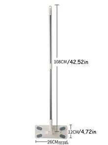 1pc Japanese Style Disposable Dust Collection Mop With Detachable Static Dust Sheets, Slouchy Dusting Paper Mop With Iron Rod Handle - Grey - View 12