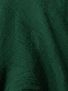 Aveloria Modichic Green Collared Shirt, Minimalist V-Neck Design, Waist Ruched Details Add Dimension, Sleeve Cuff Accents For Fashionable Women - Green - View 7