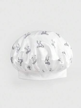 Kawaii غطاء نوم/لف الرأس أبيض بطبعة فيونكة