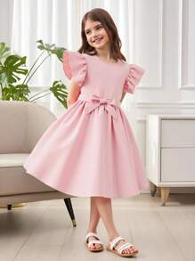 Sparklyn 女孩荷葉邊A字連衣裙