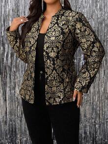 Ellevyn Christmas Curvy Plus Size Women's Romantic Elegant Formal Gold Shining Gold High Quality Three-Dimensional Jacquard Fabric Long Sleeve Coat ,Shiny Gold,Comfortable And Warm From The Cold,2025 New,Fall Women Clothes, Winter Clothes For Women,Vintage,Going Out Outfits,Fall Outfits,Winter For Women,Fall Clothes Plus Size, Office Outfits For Women,Fall Outfits For Women,Classy Outfits For Women,Women's Fall Clothes,Christmas,Christmas Costumes,Halloween Clothes Women,Old Money Style Women,Fall Clothes For Women,Business Casual Woman,Office Outfits For Women,Work Outfits For Women,Business Professional Women,Business Casual Outfits Women,Office Attire For Women,Office Wear,Suitable For Multiple Occasions,Plus Size Plus Size Evening Gown Bronze Coat Champagne Formal Coat Gold Plus Size Formal Coat