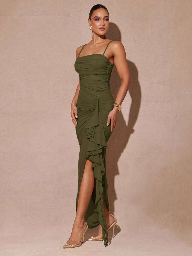 Silquee Summer Elegant Sage Green Seductive Mesh Bodycon Party
