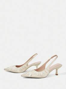CUCCOO HITCHD Champagne Pointed Toe Bowknot Kitten Heel Elegant Sweet Romantic Women's High Heel Pumps, Suitable For Formal Occasions, Weddings, Parties, Dates, And Holiday Seasons - Apricot - View 11