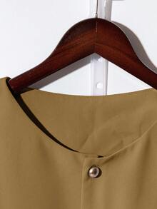 Franclia Fashionable High-End Round Neck Short Sleeve Button-Up Blouse For Women