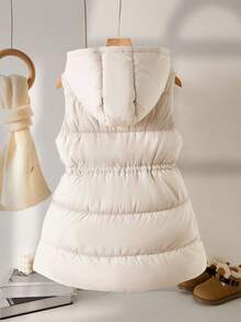 Sparklyn Tween Cool Elongated Hooded Vest With Pockets And Zipper, Winter Clothes For Tween Girl Fall - Light Grey - View 2