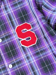 Manfinity VCAY Men's Casual Plaid Patchwork Woven Shirt, Spring/Autumn, Fall, Couple Things - Blue - View 3