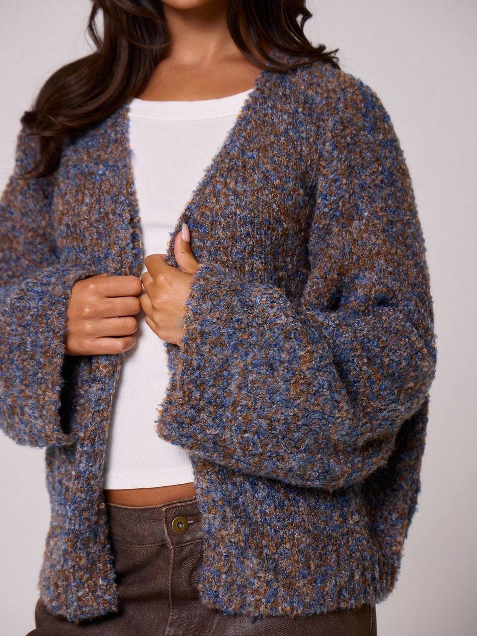 Multicolour Knitted Oversized Flare Sleeve Knit Jumper