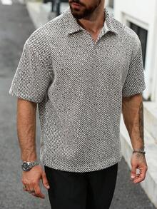 Manfinity CasualCool 男士成熟休闲人字纹 Polo 衫 - 彩色 - 查看 6