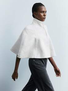 Maija 女式休闲简约前扣立领夹克，秋季 - 白色 - 查看 4