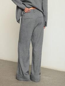 ATUI Studio 优雅高腰纯色口袋阔腿裤 - 黑與白 - 查看 3