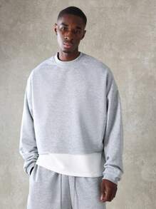 SUMWON Essential Crop Fit Sweatshirt Modern Athletic Pullover Loungewear Workout Casual Gym Sports Training Streetwear Fall Winter Layering Piece Urban Fashion - Grey - View 6