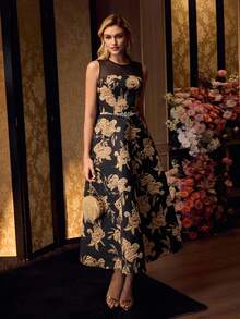 MOTF Soiréza CONTRAST MESH COCKTAIL DRESS - Black - View 7