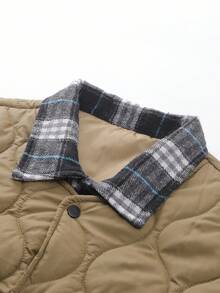 PAVTROS 男士秋冬时尚格子二合一羽绒服 浅棕色绗缝夹克 男士绗缝夹克 男士轻薄夹克 绗缝夹克 男士外套 男士浅棕色夹克 男士休闲夹克 - 咖啡棕 - 查看 4