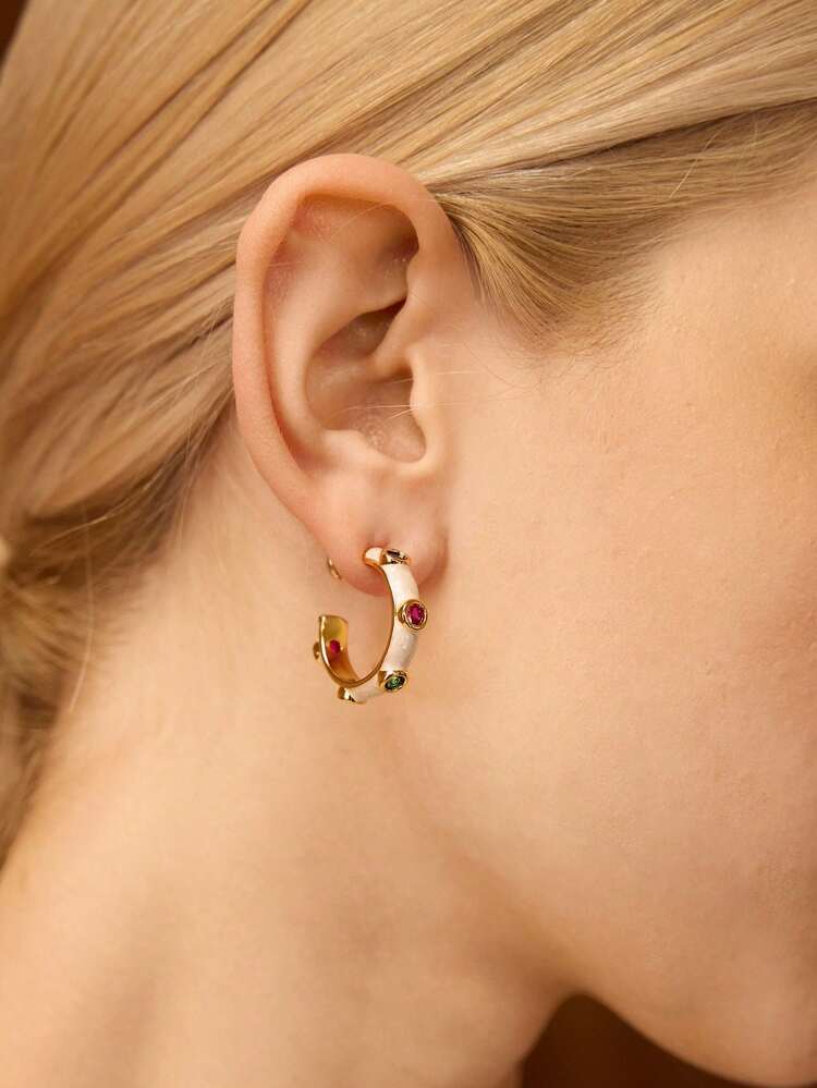 18Kゴールドメッキ ファッショナブル ミニマリスト キュービックジルコニア ピアス