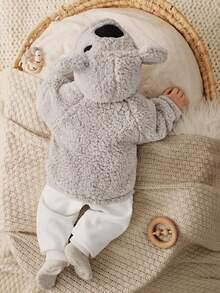 Cozy Pixies 新生女宝宝卡通考拉印花保暖连帽卫衣，秋冬季款