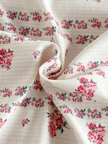 2pcs Girls Casual Ditsy Floral Long Sleeve Top And Pants Loungewear Set