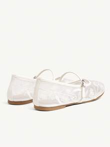 CUCCOO CHICEST Women's Floral Embroidered Lace Round Toe Flat Elegant Sweet Romantic Comfortable White Mesh Dress Shoes, Bridesmaid Shoes, Mary Jane Shoes, Suitable For Afternoon Tea, Dates, Parties, Weddings, Halloween, Lolita, Christmas, Thanksgiving, Birthdays - White - View 10