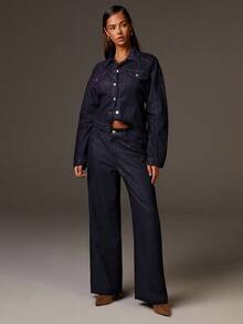 Athîral Women's Casual Commuter Low-Waist Straight-Leg Jeans - Navy Blue - View 4