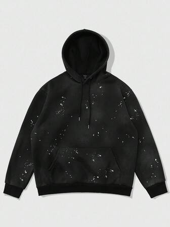 Street Life Felpa con cappuccio da uomo con effetto stampa graffiti, stile di strada, design grafico americano, felpa nera