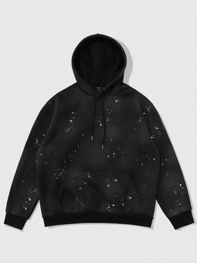 Street Life Felpa con cappuccio da uomo con effetto stampa graffiti, stile di strada, design grafico americano, felpa nera