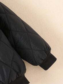 SHEIN Explorewe 男童休闲加厚保暖连帽羽绒服，秋冬季，2025返校季，儿童学院风及校园运动服，儿童冬季绗缝外套 - 黑色 - 查看 3