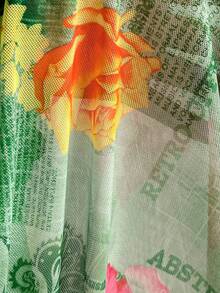 Soleia Bộ 2 món áo lưới in họa tiết không tay không dây và chân váy xếp ly thanh lịch cho kỳ nghỉ xuân/hè - Nhiều màu - Xem 10