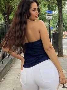 NegzBox Women Tank Tops & Camis Y2K Outfit  - Navy Blue - View 2