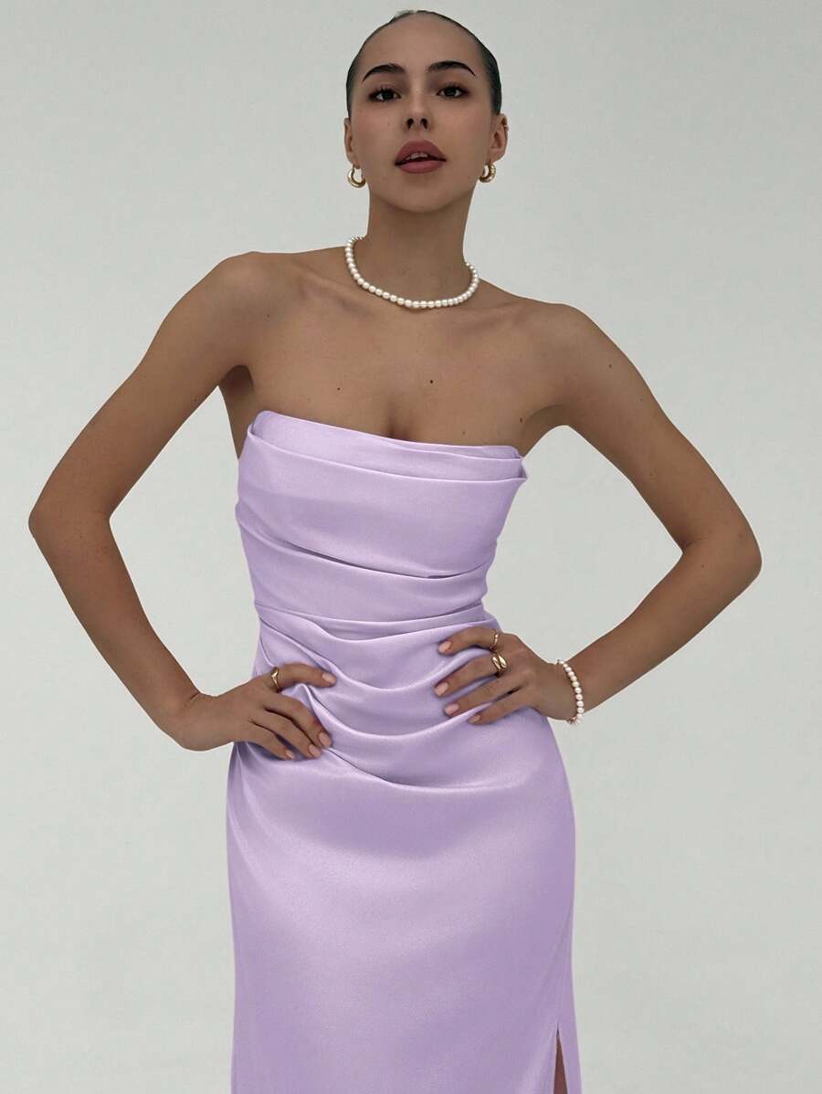 Aloruh Váy dài màu trơn cho nữ, thời trang cho mùa hè - Màu tím - Xem 1