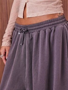 COUREZ Low Rise Oversized Joggers With Elastic Hem Cuff /Y2K Going Out Outfits  Women Clothes  Clothes Cute Spring Clothes For Women Wide Leg Pants Tracksuit Rave - Brown - View 6