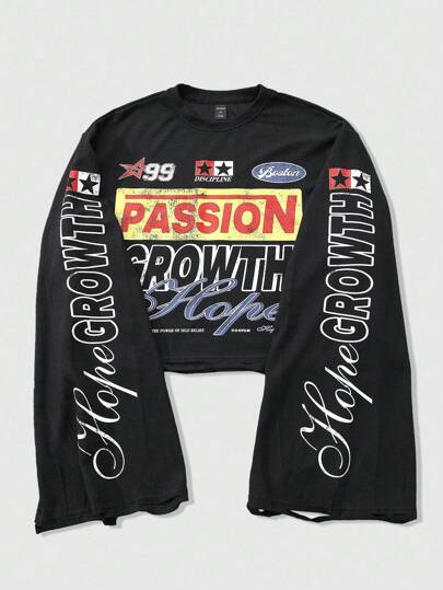 Street Life Felpa corta da uomo con stampa di elementi racing